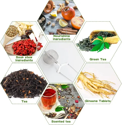 Miniatura 5 de Yinder 36 unidades de infusor de té a presión coladores más empinados para soporte de filtro de té suelto, pinzas y pinzas de metal más empinado