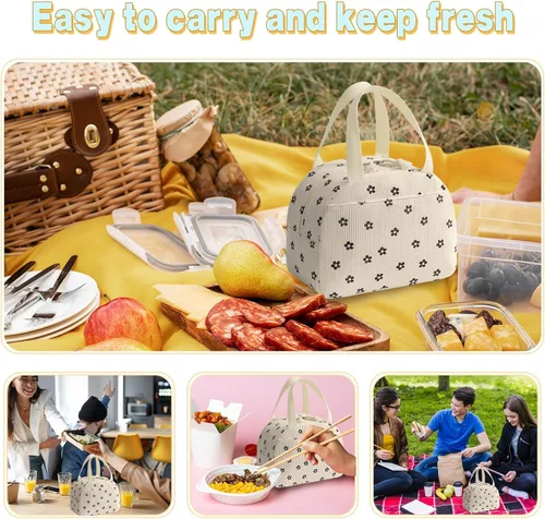 Miniatura 6 de Lonchera portátil para mujer, tamaño mediano de 10 x 7.5 x 5.5 pulgadas, mantiene la comida fresca durante más de 5 horas, fácil de limpiar, ideal