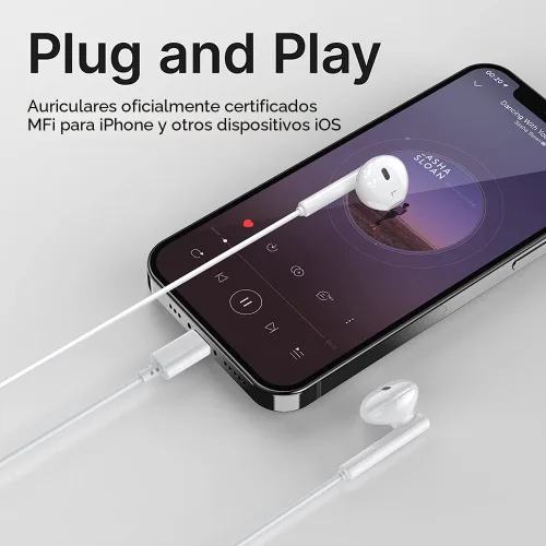 Miniatura 3 de Auriculares con cable Lightning para iPhone, auriculares con certificación MFi para iPhone 13 14 12 Pro Max, con micrófono y control de volumen