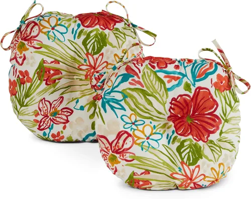 Miniatura 13 de South Pine Porch Cojín redondo para silla bistró de 15 pulgadas para exteriores (juego de 2), Aloha Black Floral