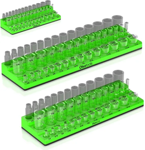 Miniatura 14 de Olsa Tools - Organizador magnético de llaves de vaso (accionamiento de 1/2 pulgada, 3 filas) - Organizador de herramientas magnético y soporte