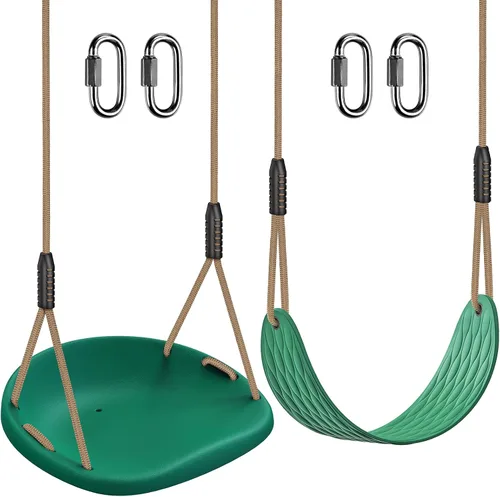Miniatura 22 de BeneLabel Asiento de columpio resistente con cuerda ajustable, asientos de columpio de plástico para niños, asiento de columpio negro de repuesto
