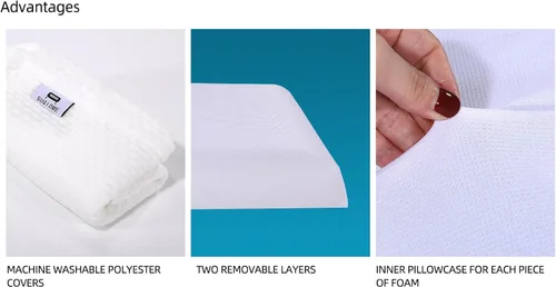 Miniatura 4 de SUQ I OME Slim Sleeper - Almohadas planas ultra finas para dormir, almohada de espuma viscoelástica con infusión de gel refrescante de 2.2 pulgadas