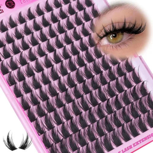 Miniatura 23 de Kit de extensión de pestañas DIY racimos de pestañas D-Curly voluminosos, pestañas individuales, kit de extensión de pestañas con herramienta