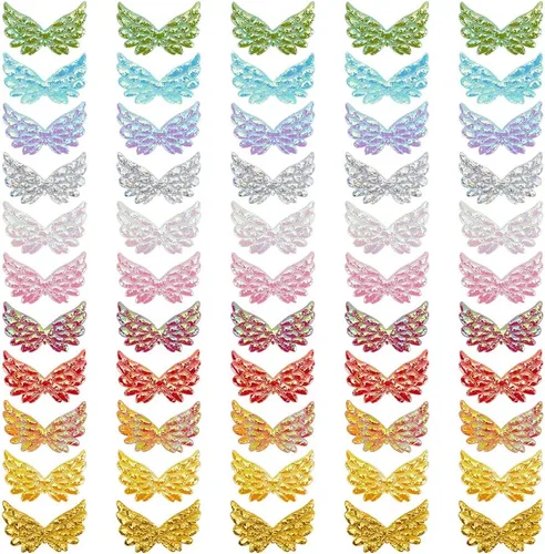 AHANDMAKER 110 parches de alas de ángel con purpurina, 11 colores de 1.38 pulgadas, mini alas de ángel en relieve para Pascua, carnaval, costura,