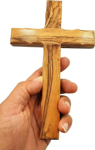 Miniatura 5 de Cruz para colgar en la pared de madera de olivo de Zuluf Cruz tallada a mano Cruz cristiana de madera de olivo con certificado de Tierra Santa