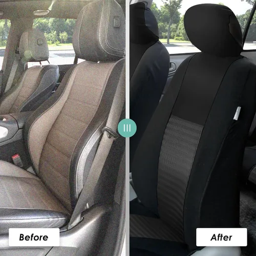 Miniatura 6 de FH Group Fundas de asiento de automóvil 3D de malla de aire con elegancia moderna, compatibles con bolsa de aire y listas para separar, juego