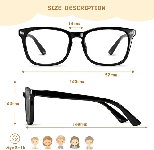 Miniatura 4 de Gafas de luz azul para niños y niñas, paquete de 2 lentes de luz azul para adolescentes y niños, anteojos falsos, anteojos para niños pequeños, de 6