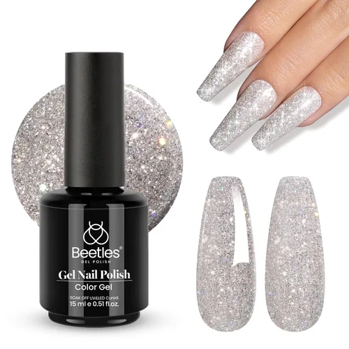 Miniatura 258 de Beetles - Esmalte de uñas de gel rosa claro, 0.5 fl oz, color rosa bebé, esmalte de gel que se absorbe con luz UV LED, arte de uñas de verano, salón