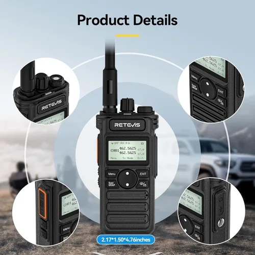 Miniatura 8 de Retevis Radio bidireccional RT86S de largo alcance, radio de emergencia Walkie Talkie con pantalla LCD, NOAA, alta potencia, radio de 2 vías GMRS
