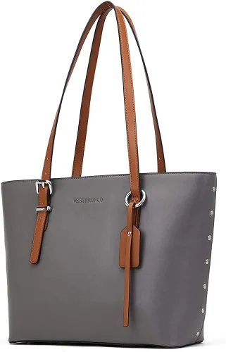 Westbronco - Bolsa de mano de cuero para mujer, con asa superior para llevar al hombro, para el trabajo diario y viajes