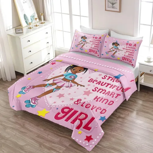 Miniatura 5 de Juego de edredón negro de bailarina tamaño individual para niñas y niños, juego de edredón mágico para adolescentes y niños, juegos de ropa de cama