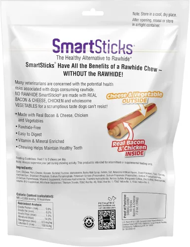 Miniatura 3 de SmartBones SmartSticks, dale a tu perro un masticable sin cuero crudo hecho con tocino y queso real, 10 unidades (paquete de 24)