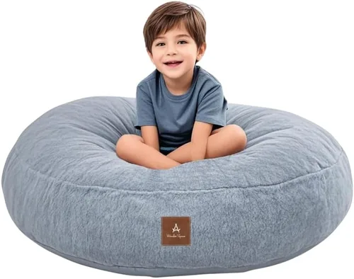 Miniatura 7 de Silla de Puf Wonder Space – Relleno de Espuma Suave Funda Desmontable y Lavable Tela Ultrasuave de Felpa - Cojín de Piso Minimalista para Niños