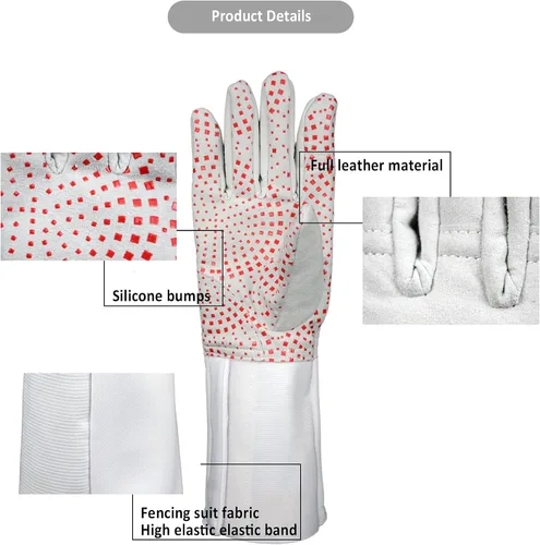 Miniatura 6 de Guante de esgrima lavable profesional con partículas antideslizantes de silicona, guantes de esgrima para espada y sable
