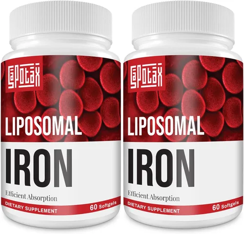 Suplemento liposomal de hierro Fe para mujeres, suplemento de hierro de 65 mg con ácido fólico y vitamina B12 para hombres, apoyo diario de sangre y