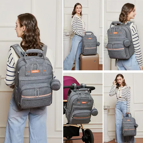 Miniatura 7 de Bolsa de pañales para mamá, hospital, bolsas de bebé para niñas y niños, mochila de viaje grande multifunción para computadora portátil, mochila