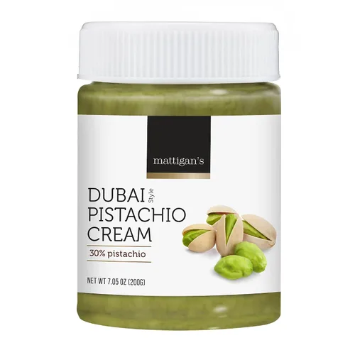 Mattigan's Crema de pistacho estilo Dubai, haz tu propio chocolate Dubai, relleno de mantequilla de pistacho sedosa de primera calidad para barras