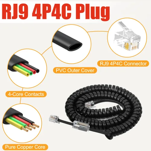 Miniatura 5 de Uvital Desenredador de cable para teléfono celular, 1 paquete de cable de teléfono fijo de 8 pies sin enrollar (1.2 pies en espiral) y 1 paquete