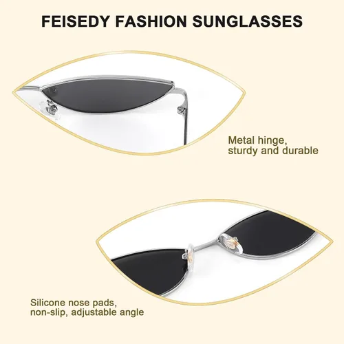 Miniatura 19 de FEISEDY Gafas de sol de diseñador de moda Retro pequeños pétalos forma arco templo diseño B2298
