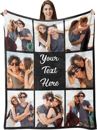 Miniatura 19 de Envío al día siguiente, manta personalizada con foto y texto impresos en EE. UU., cobijas con fotos personalizadas y mantas para lanzar, manta Foto