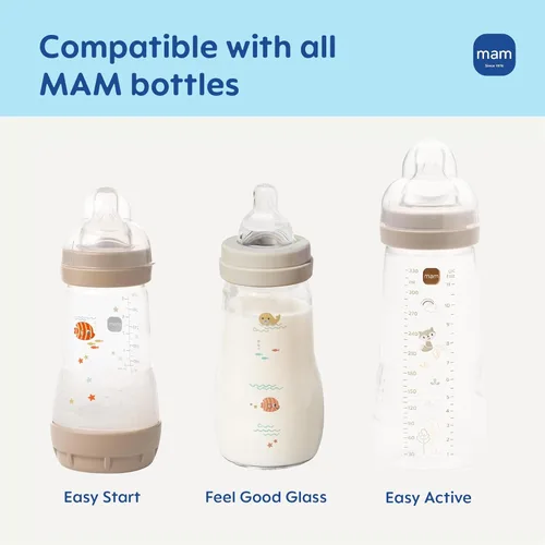 Miniatura 5 de MAM Tetinas de biberón de flujo medio nivel 2, para más de 2 meses, tetinas de silicona SkinSoft para biberones, se adapta a todos los biberones