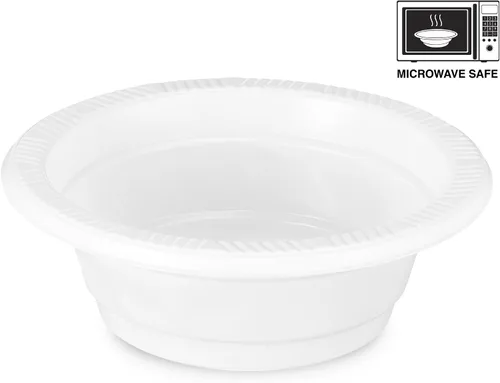 Miniatura 2 de Basix [100 unidades] Cuencos desechables de plástico blanco de 5 onzas para postre, aptos para microondas, ideales para la escuela, comida