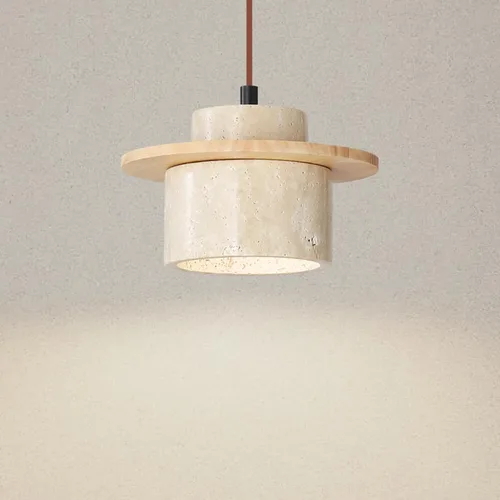 Miniatura 9 de Lámpara colgante japonesa Wabi Sabi de piedra natural, lámpara colgante de travertino amarillo nórdico para isla de cocina, candelabro de madera