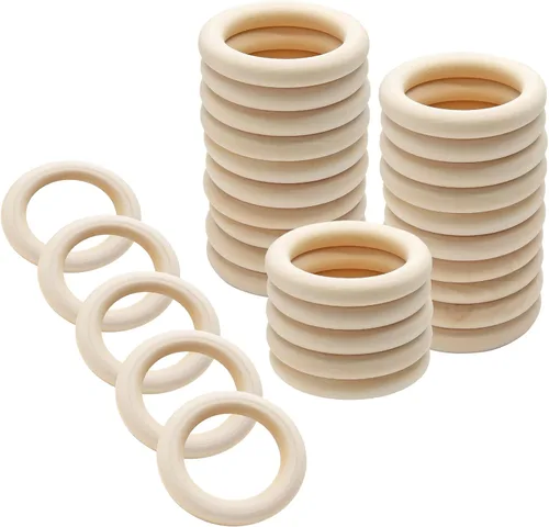 Miniatura 13 de Uenhoy 15 anillos de madera natural de 1.57 pulgadas, anillos de madera sin terminar para manualidades, anillos de macramé, fabricación de joyas