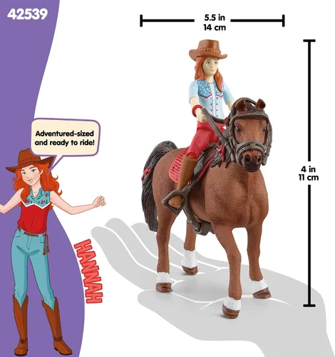Miniatura 6 de Schleich Horse Club - Juego de 10 piezas de Hannah y Cayenne - Juguetes de caballo y jinete para niñas y niños con accesorios de equitación - Set