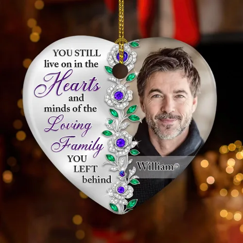 Miniatura 10 de WRAPPINESS Adornos de cerámica personalizados con foto personalizada, adorno de Navidad conmemorativo, regalos de condolencias por la pérdida de un