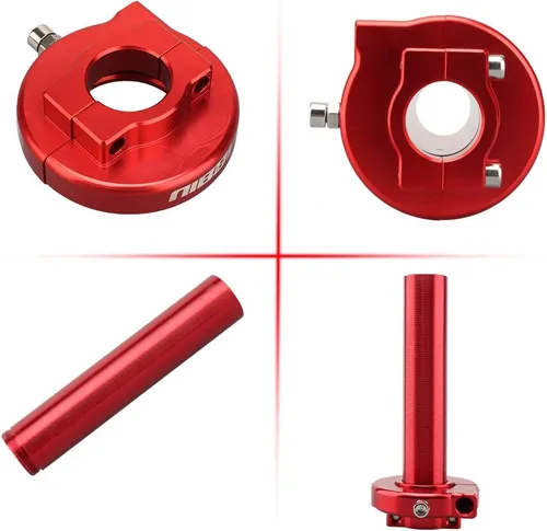 Miniatura 5 de NIBBI Conjunto de Acelerador de Motocicleta, Acelerador de Giro de Alta Sensibilidad de Carrera Corta y Control Ligero para Motocross, Tubo de Rojo