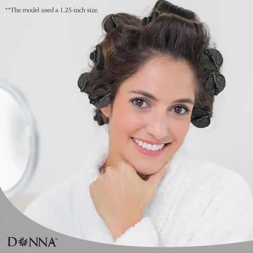 Miniatura 8 de DONNA Silky Sastin Foam Roller 7/8 "(D) MEDIANO 10PCS Rizadores de pelo con clips para peluquería y peinado sin calor - NEGRO 7/8"(D) Medium
