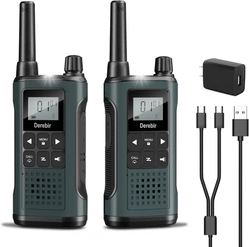 Miniatura 14 de Walkie Talkies para adultos, paquete de 2, walkie talkies recargables de largo alcance, 22 canales FRS, radios de 2 vías con alerta meteorológica
