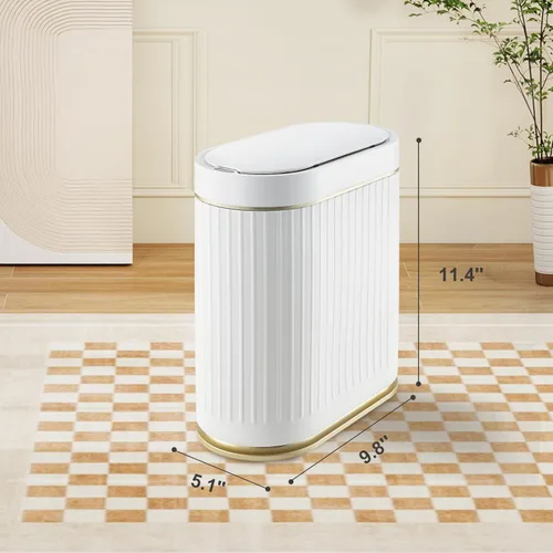 Miniatura 2 de ELPHECO Cubo de Basura para Baño de 2 Galones Cubo de Basura Inteligente de Plástico Impermeable 7.5L Cesto de Basura Decoración de Baño Cubo de Oro