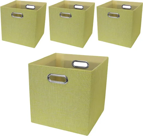 Miniatura 12 de Posprica Cubos de almacenamiento plegables, 11 x 11 x 11 pulgadas, contenedores de tela, 4 unidades, color beige