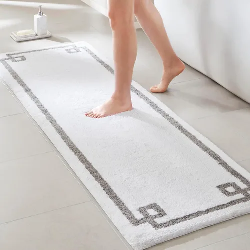 Miniatura 14 de Madison Park Evan Alfombra de Baño de Algodón con Mechones Lavable, Alfombras de Baño Sólidas de Lujo, 20" x 30", Gris