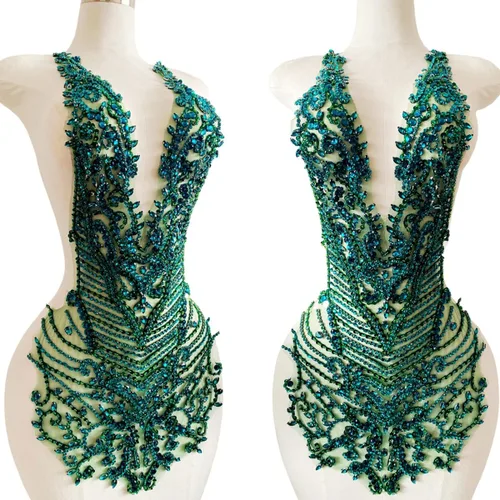 Miniatura 12 de Apliques de diamantes de imitación hechos a mano para coser en cuentas, parches de recorte, accesorios para vestido de novia, parche de encaje