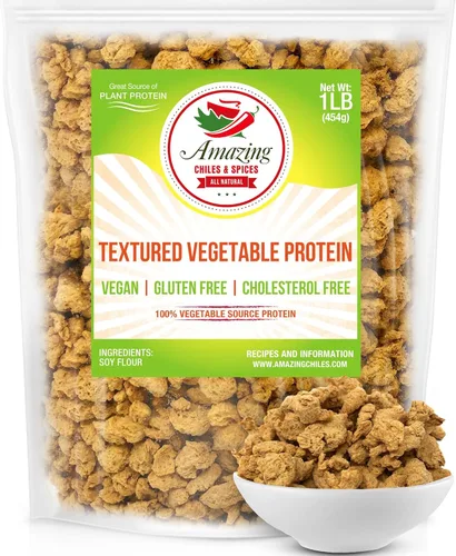 Miniatura 10 de Proteína Vegetal Texturizada (TVP), Sin Sabor, Bolsa de 1 lb, Trozos de Proteína Vegana Natural a Base de Plantas, Migas Sin OGM y Sin Gluten, Sin