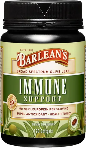 Miniatura 8 de Barlean's Suplemento de apoyo inmunológico de cápsulas blandas de complejo de hoja de olivo con 90 mg de antioxidantes de oleuropeína, pastillas