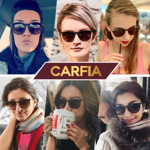 Miniatura 4 de CARFIA Gafas de sol de moda para mujer, polarizadas, protección UV, estilo clásico retro, CA5100