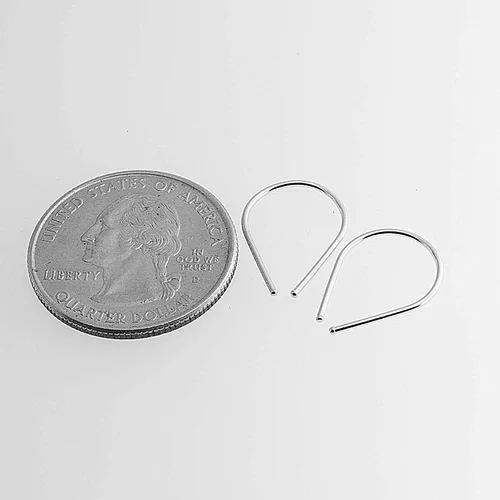 Miniatura 29 de Aretes pequeños de plata de ley 21 GA de 0.472 in con gancho de arco de herradura