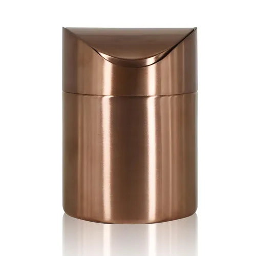 Mini basurero, pequeño cubo de basura de escritorio con tapa giratoria, de acero inoxidable, para encimera de baño, cubos de basura de cocina con