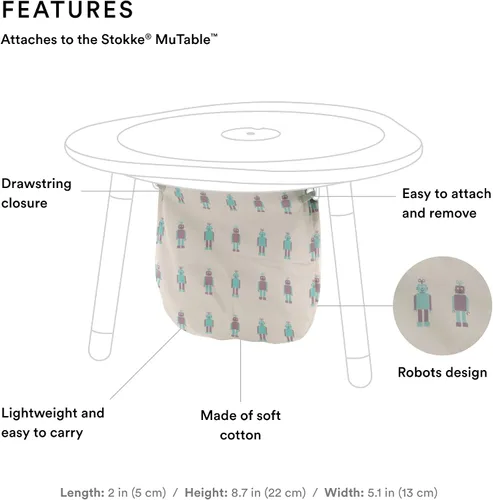 Miniatura 2 de Stokke MuTable Bolsa de algodón Bolsa de almacenamiento de juguetes para juguetes de tamaño pequeño a mediano Hecha de algodón suave, ligera
