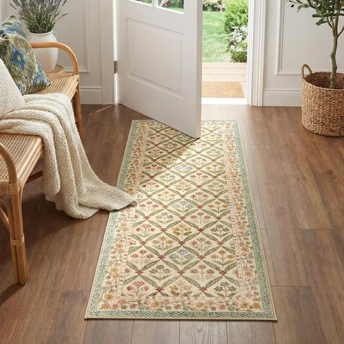 Miniatura 19 de jinchan Haden - Alfombra de entrada de 2 x 3 pulgadas, diseño floral vintage, lavable, suave, antideslizante, de pelo bajo, para puerta, cocina
