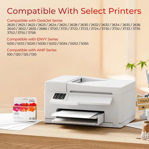 Miniatura 2 de Paquete combinado de cartuchos de tinta 65XL negro/color de repuesto para HP 65 Ink 65XL compatible con impresora HP DeskJet 3752 3755 3700 3772