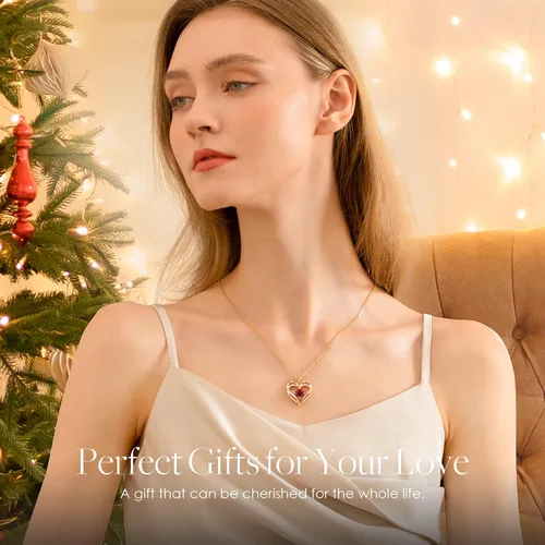 Miniatura 3 de LOUISA SECRET Collares de corazón con piedra natal para mujer plata de ley 925 regalos para el día de San Valentín para mujeres esposa novia madre