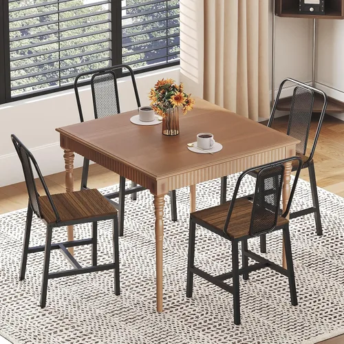 Miniatura 2 de YATINEY CY01L4BH - Juego de 4 sillas de comedor de madera, sillas de comedor de granja con soporte trasero, para sala de estar, cocina, nogal oscuro