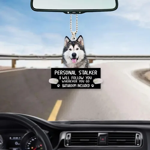 Alaskan Malamute - Adorno colgante de coche para acechar personalmente, adorno de acrílico con nombre personalizado para perro, adorno de Navidad