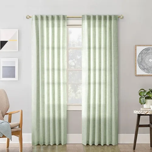 Miniatura 13 de Cortinas de lino 92 pulgadas de largo, juego de 2 paneles con bolsillo para barra, lengüeta trasera, cortinas transparentes para ventanas